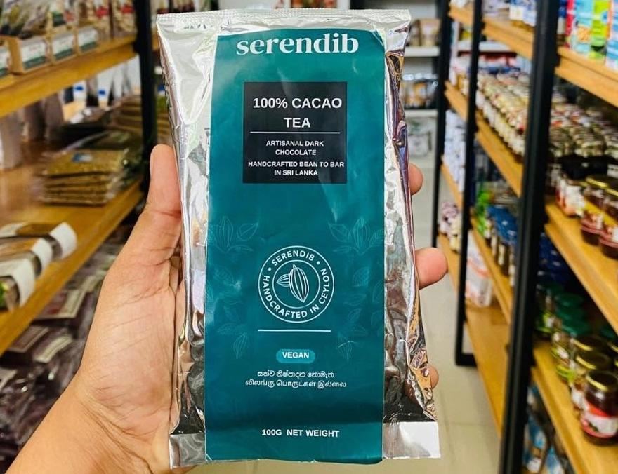 A pack of Serendib 100% cacao tea